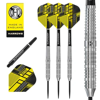 Image of Harrows NX90 Bomb &amp; Parallel Shape Darts Set I Professional 90% Tungsten Steel Tip ALL Weights Pro 10pc with Black Supergrip Midi Shafts Flights (Parallel Shape, 22g)