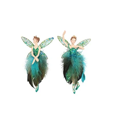 Image of Gisela Graham : Large Peacock Fairy Decoration (set of 2)