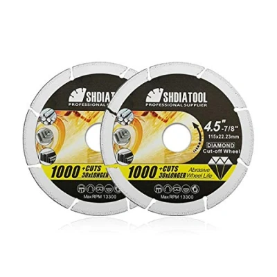 Image of SHDIATOOL Diamond Metal Cutting Disc 2PK 4.5 Inches / 115mm for Steel Tube Iron Rebar Angle Vacuum Brazed Cut Off Wheel Blade
