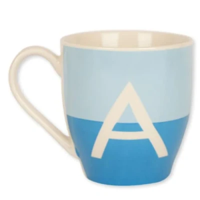 Image of FabFinds Hugga Mug with Initials Classic Black and White Ceramic Large Gift Coffee Cups 500ml (H11cm X W11cm) (Approx.) (A Two Tone)