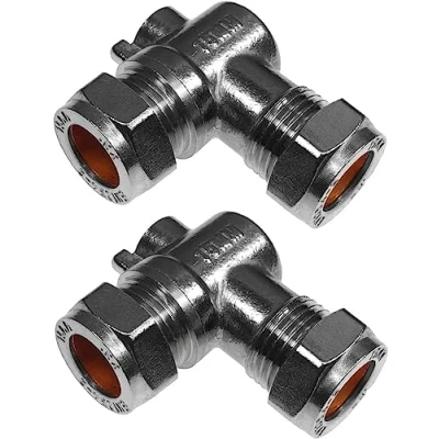 Image of SK INFINITY 15mm Angle Isolation Ball o fix Valves Compression 90 Degree Elbow Suitable HOT &amp; Cold WRAS Approved (Pack of 2)