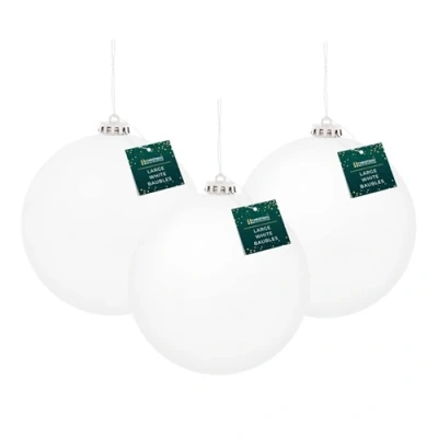 Image of Christmas Workshop 3pk 15cm White Traditional Matt Bauble
