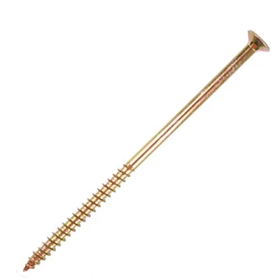 Image of 50x Partially Threaded M6 x 150mm Double Countersunk Wood Screws Yellow Zinc Finish