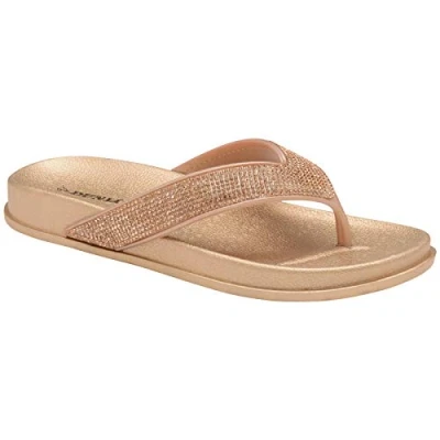 Image of DUNLOP Ladies Low Wedge Multi Platform Summer Slip On Toe Post Flipflops Sandals Shoes Size 3 8 (Quin Gold, Numeric_7)