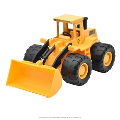 Image of Mighty Wheels Steel Front Loader Truck Toy 7&quot; Free wheeling Excavator with Movable Scoop Durable and Plastic Digger Toys Construction for 3+ Year Old Boys Girls