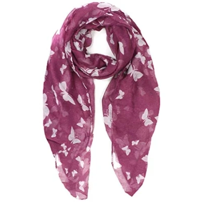 Image of London scarfs Women s fashion Butterfly Print Long Scarves floral Neck Scarf Shawl (Maroon/White)