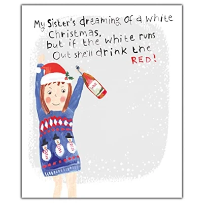 Image of Emotional Rescue , Multi,XFW2285 Sister Christmas Card, Funny Cards Sister, Xmas Card For Her Funny,