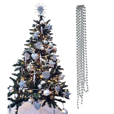 Image of 3m Bead Garland Luxury Christmas Tree &amp; Room Decoration 8mm Chain (Silver)