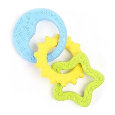 Image of Little Rascals RUBBER CHEW CHAIN PUPPY TEETHING TOY TEXTURED RINGS &amp; STAR 37775