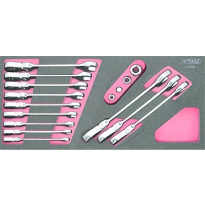 Image of KS Tools 713.2028 GearPlus Ratchet Combination Wrench Module Tilt and Lock with 16 Pieces