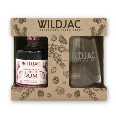 Image of Wildjac Cherry Wood Spiced Rum and glass Gift Set 20cl 37.5% abv