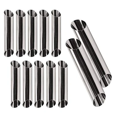 Image of ZDNT Cannoli Form Tubes,12 Pcs Stainless Steel Cream Roll Moulds,Cannoli Tubes,Cannoli Moulds,Croissant Mold,Pastry Baking Mold Moulds Tube for Danish Pastry Pancake