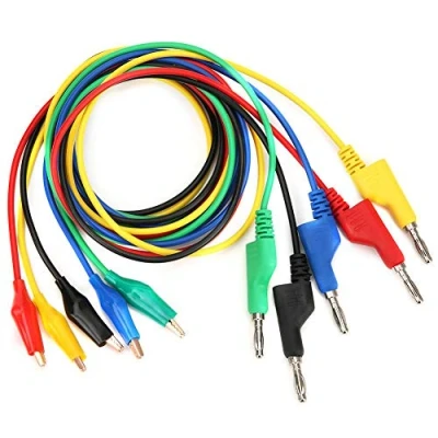 Image of P1044 5Pcs Banana Test Lead, 4mm 1m Stackable Wire Cable Plug Clip Leads Testing for Multimeter, Lead