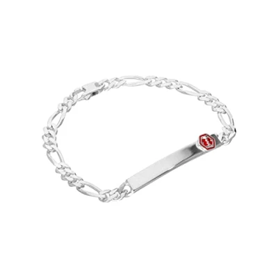 Image of Sterling Silver Mens Medical Alert ID Bracelet 8 Inches
