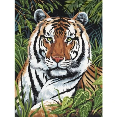 Image of Royal &amp; Langnickel Tiger in Hiding Design Paint by Numbers Kit