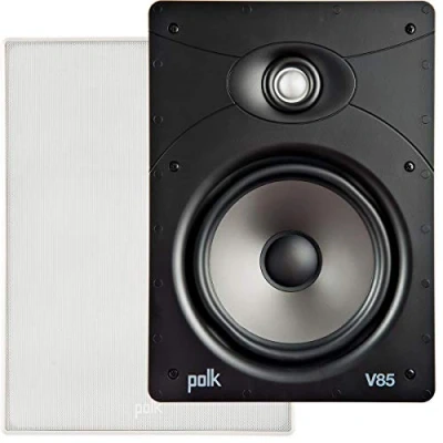 Image of Polk Audio V85 Vanishing in Wall Speaker (Single) Ideal for Large Rooms, Features Composite Polymer Cone Driver, Swivel Mount Silk Dome Tweeter, Easy Installation, Includes Paintable Slim Grille