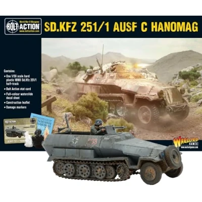 Image of Warlord Games German Army Sd.Kfz 251/1 Ausf C Hanomag Half Track 1:56 / 28mm Plastic Scale Model Halftrack for Bolt Action Highly Detailed World War 2 Miniatures