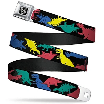 Image of PUMA Unisex&#039;s Buckle Down Seatbelt Belt Dinosaurs Regular, Multicolor, Large