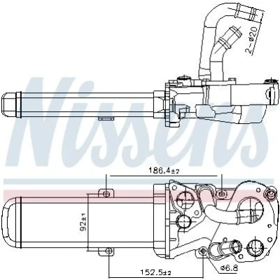 Image of 03L131501F, 03L131512AF EGR Cooler NISSENS 989412 without gaskets/seals vacuum bypass