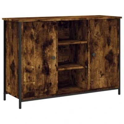 Image of vidaXL Smoked Oak Sideboard Storage Cabinet Engineered Wood Cupboard with Adjustable Feet for Living Room and Bedroom