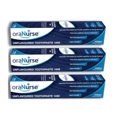 Image of Oranurse Unflavoured Toothpaste 3 Pack for Kids and Adults Non Flavoured with 1450ppm Fluoride Sensitive Mouths Foaming SLS Free 50ml