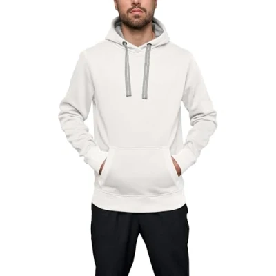 Image of HRM Men&#039;s Unisex Sweatshirt Sports Hoodie, Off White, M