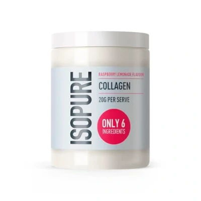 Image of Isopure Collagen Powder Raspberry Lemonade Flavour with Vitamin C for Skin &amp; Joint Support, 20 g 100% Pure Peptides per Serve, Sugar Free, No Artificial Flavours or Sweeteners, 345