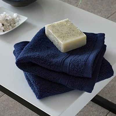 Image of Catherine Lansfield Zero Twist Soft &amp; Absorbent Cotton Face Cloth Pair Navy Blue