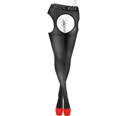 Image of Sesto Senso Sexy Suspender Stockings 15 Den Strip Panty Lace Garter Belt Mock Tights 4 L Black