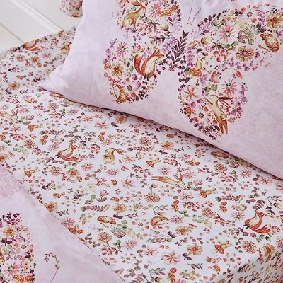 Image of Catherine Lansfield Enchanted Butterfly Single Fitted Sheet Pink