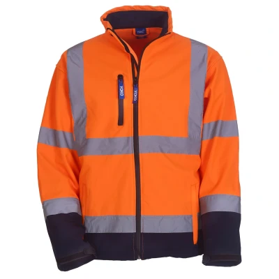 Image of Yoko Men&#039;s Yk040/Hvk09 Hi Vis Softshell Jacket Orange/Navy, Medium