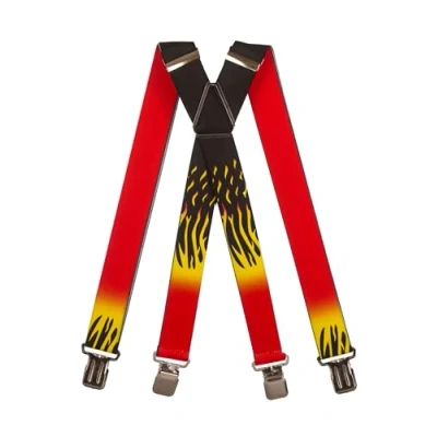 Image of Heavy Duty Work &amp; DIY Braces/Suspenders with Fire Design, 4cm. X Shape (Metal)