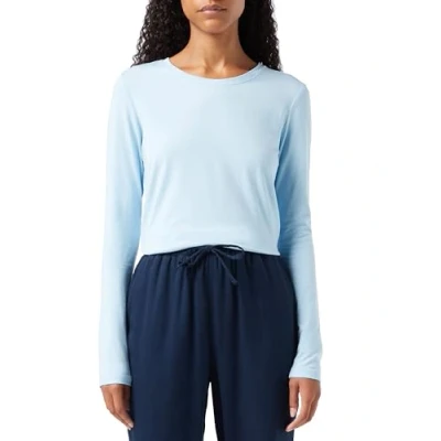 Image of Amazon Essentials Women&#039;s Classic Fit Long Sleeve Crewneck T Shirt (Available in Plus Size), Sky Blue, XL