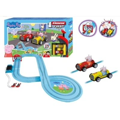 Image of Carrera FIRST 20063044 Peppa Pig Soapbox Race Slot Racing Track, For Children From 3 Years And Adults, 2.9 Metres, With &amp; George