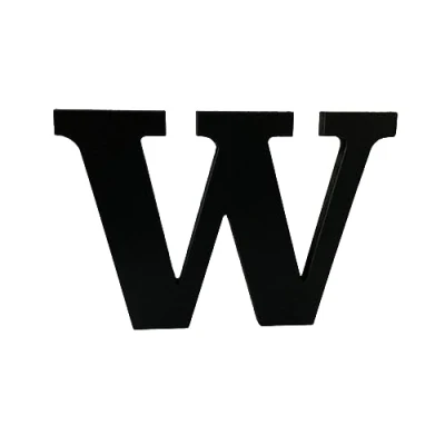 Image of Black Wooden MDF Letter W Size 13cm Tall Free Standing Letters for Arts &amp; Crafts Personalized Name Decor
