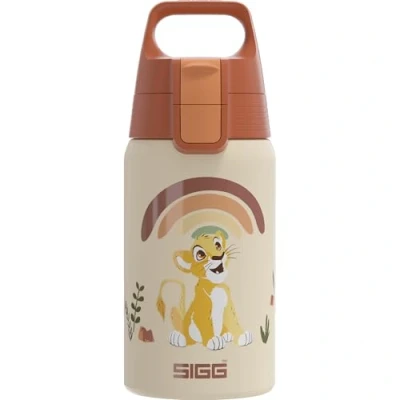 Image of Sigg Stainless Steel Kids Water Bottle Shield One Disney Lion King Suitable For Carbonated Beverages Leakproof Lightweight BPA Free White wit 0.5L