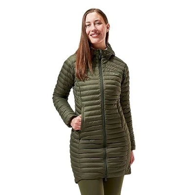 Image of Berghaus Women&#039;s Nula Micro Synthetic Insulated Padded Jacket Long Coat Durable Design Water Resistant Puffer Jacket, Deep Depths Green, 20