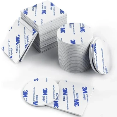 Image of CANOPUS White Double Sided Sticky Pads Heavy Duty, 48PCs (24pcs x 40mm 40mm, 24pcs 30mm Dia) Waterproof 3M Back Foam for Wall, Number Plate Dashcam
