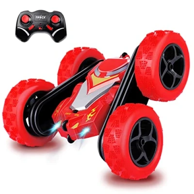 Image of Remote Control Cars, RC Stunt Car Toys for Girls Boys Age 5 6 7 8 9 10, 2.4Ghz Double Sided 360 Flips Rotating 4WD Off Road Racing Car, Perfect Kids Gifts on Birthday Christmas (Red)