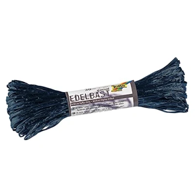 Image of folia Raffia 9236 1 Bundle of 30 m Ultramarine Shiny Synthetic Fibre String Ideal for Crafts, Decoration or Flower Arrangements, Bouquets and Other Floral Work