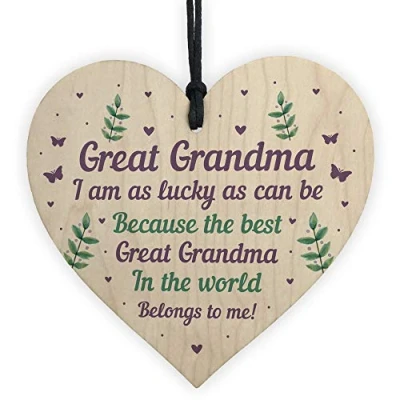 Image of RED OCEAN Handmade Great Grandma Gift For Birthday Christmas Wooden Heart Grandparent Gifts Keepsake