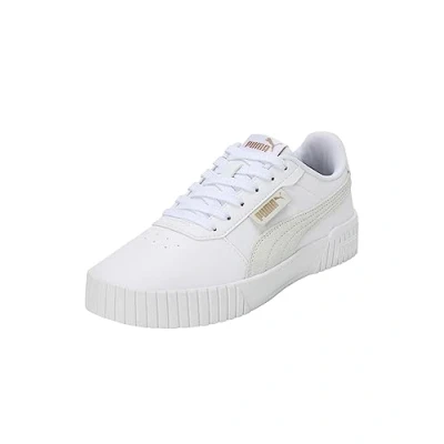 Image of PUMA Women&#039;s Carina 2.0 LOGOBSESSION Sneaker, White Gold, 8 UK