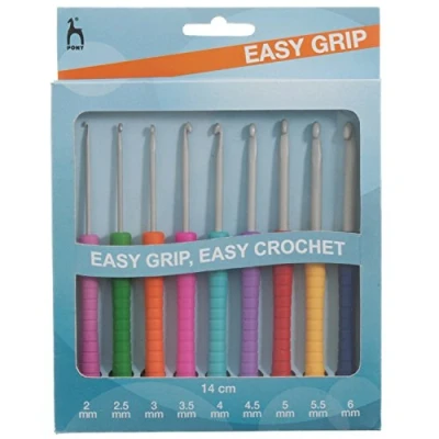 Image of Pony P39810 Easy Grip Crochet Hook Set, Multi, 15 x 1.5 16 cm