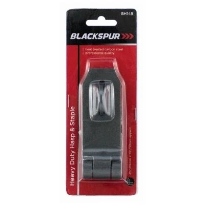 Image of Black 89mm Heavy Duty Carbon Steel Safety Hasp &amp; Staple By Blackspur