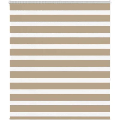 Image of vidaXL Zebra Blind Sand Brown 125x150 cm Fabric Width 120.9 Polyester