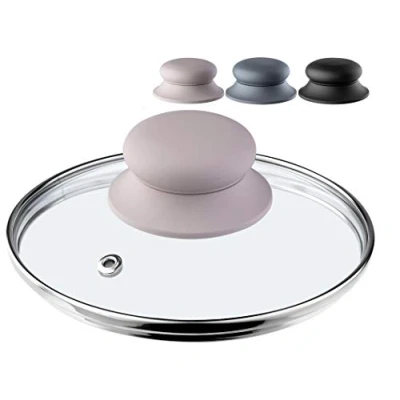 Image of KADAX Glass Lid with Silicone Handle, Heat Resistant for Pots and Saucepans, Durable Steam Vent, Transparent Cooking (Beige, 14 cm)