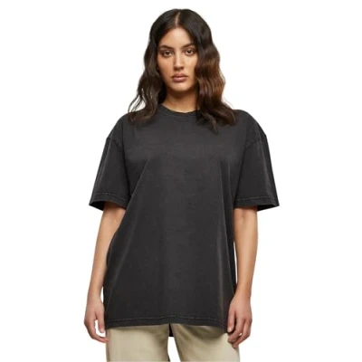 Image of Build Your Brand Women&#039;s By270 ladies Oversized Acid Wash Tee T Shirt, Black, XL