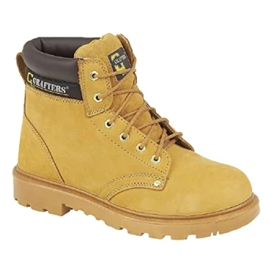 Image of Grafters Unisex APPRENTICE S1 SRC Nubuck Safety Boots Honey UK 4