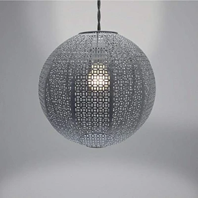 Image of Country Club &quot;Nouveau Cadiz Ball&quot; Light Shade, Metal, Grey