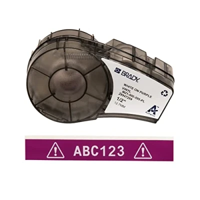 Image of Brady Vinyl Label Tape for Printer M211 &amp; M210 Self Adhesive Labels Industrial Cable/Name White on Purple (12.70mm x 6.40m) M21 500 595 PL